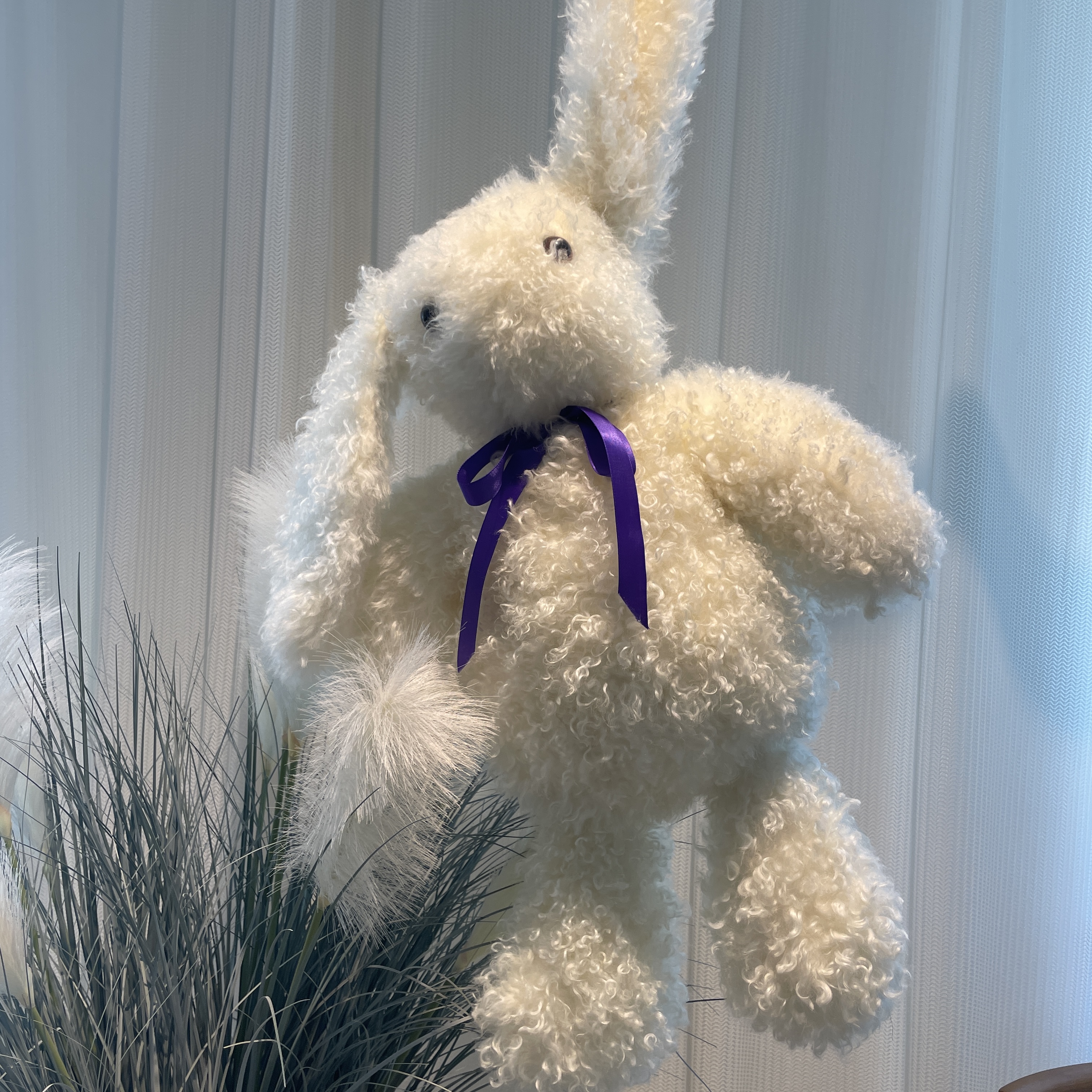 【大夏滩羊】真毛真皮可爱多巴胺丑萌兔子公仔抱枕