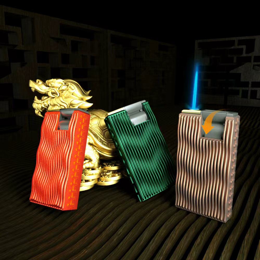 曲面格调直冲打火机蓝焰掰掰机3D创意商务家用防风新款高颜值高贵
