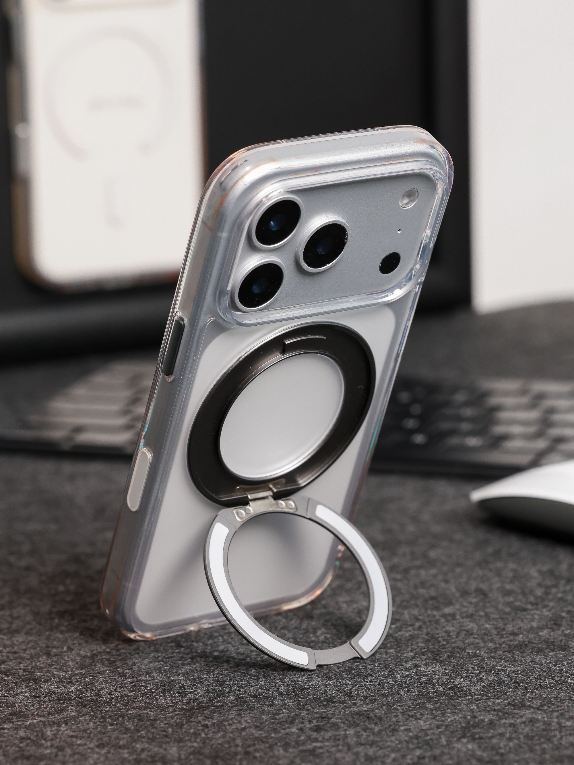 适用苹果iPhone17ProMax磁吸透明防摔16promax带旋转支架手机壳