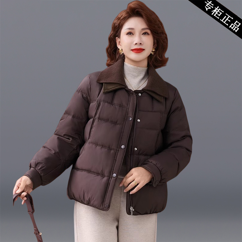妈妈翻领羽绒棉服外套冬季高级感2025新款中年女冬装时尚保暖棉衣