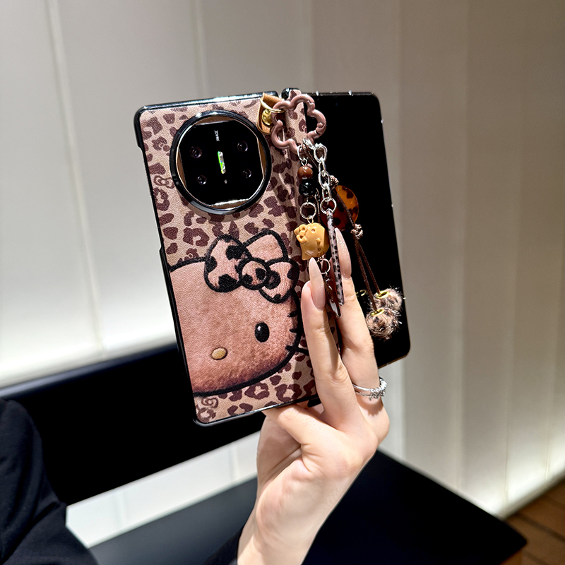 豹纹适用华为matex5手机壳新款mateX7折叠屏中轴x6典藏版x3支架女