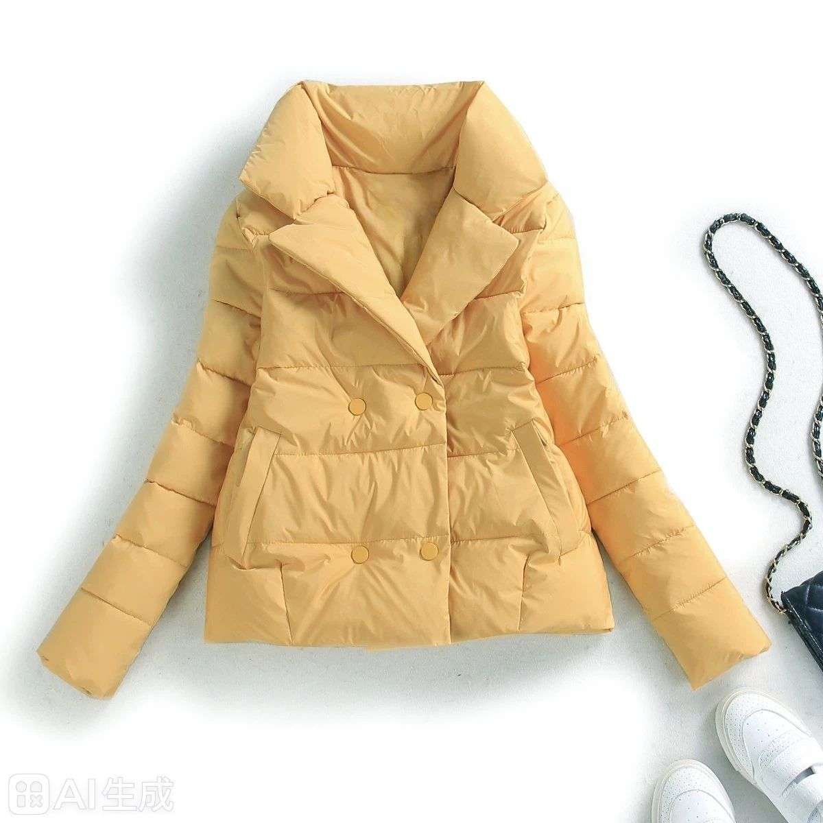 断码棉衣女冬短款2025新款西装领修身显瘦棉服女风衣