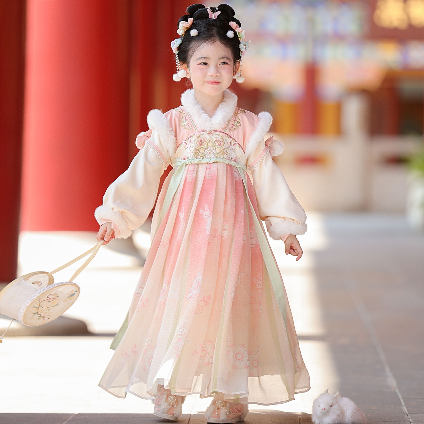 SL3325汉服女童秋冬裙子2025新款儿童古风加绒公主裙冬季连衣裙