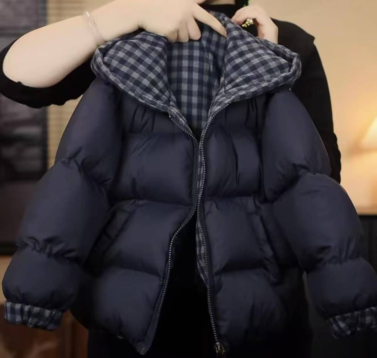 双面穿亲子款男女童棉衣抗寒棉服深冬儿童厚格子棉衣2025冬季新款