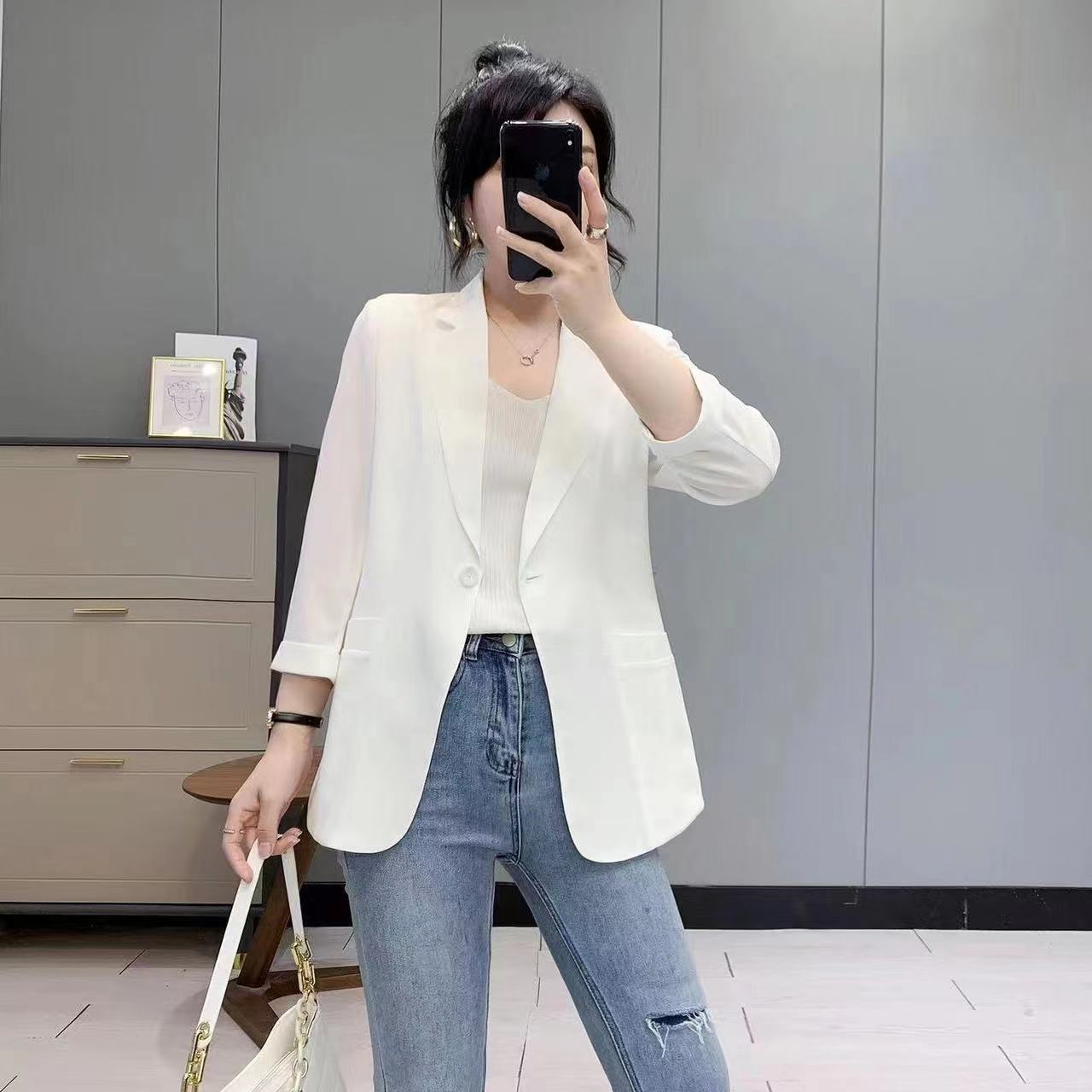 2025夏季防晒休闲西装薄款网红小个子外套百搭显瘦时尚高雅小西装