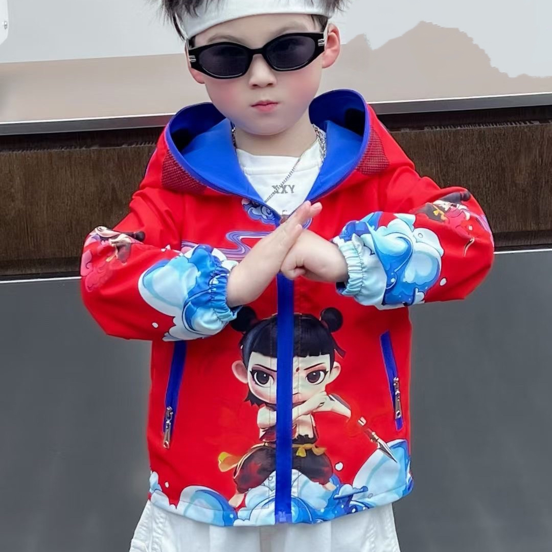 2025新款秋款儿童双面穿外套连帽夹克上衣洋气洋气衣服春秋