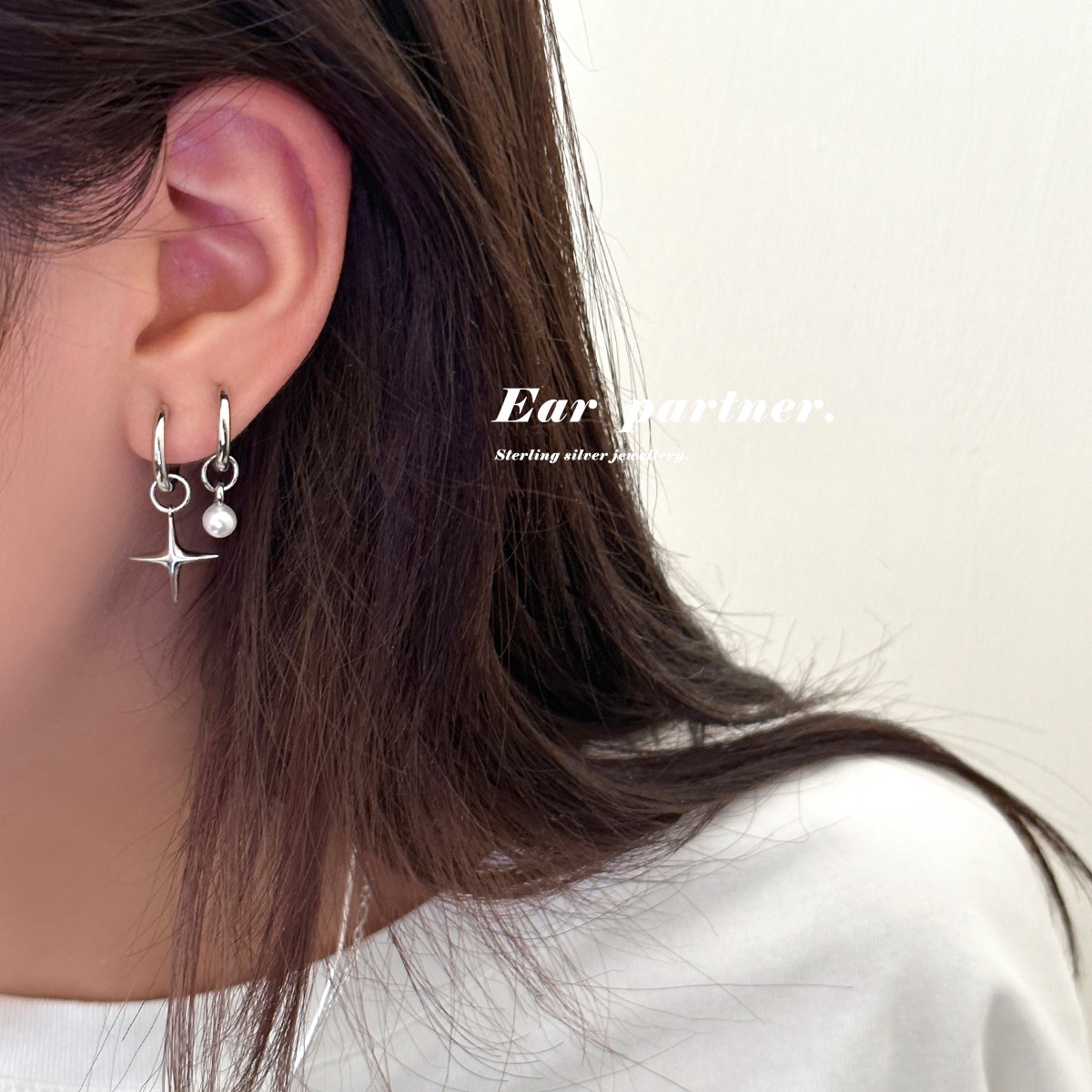 ERBAN/耳伴 925银耳饰 不对称星星耳钉女小众设计感耳环银针耳饰