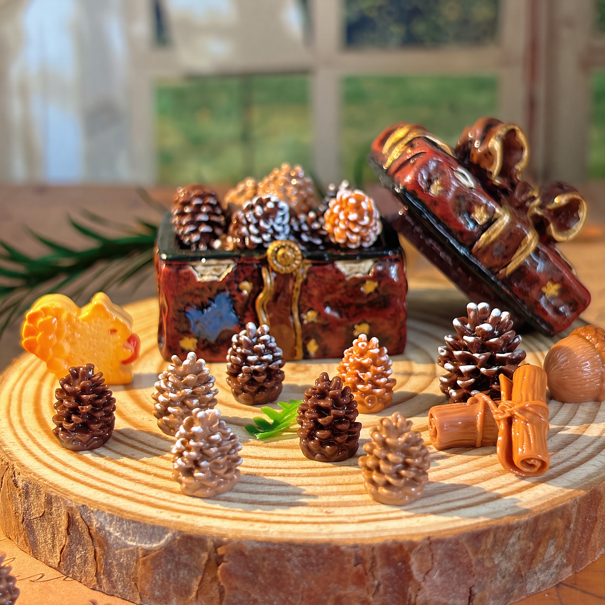 朵儿定制-迷你松果-定制奶油胶食玩配件树脂diy手工百搭