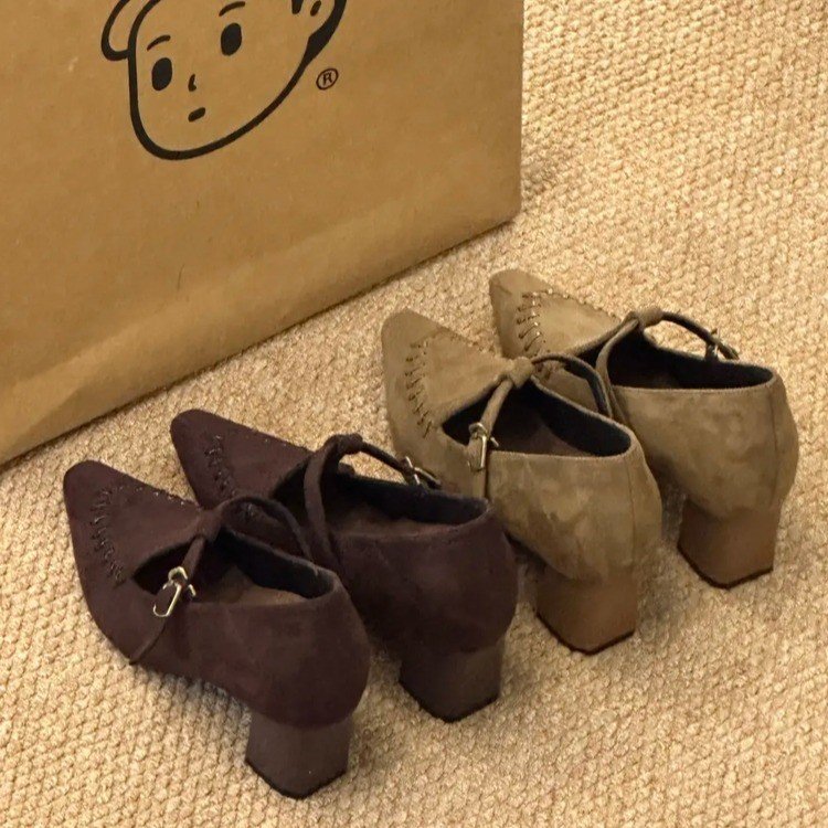 6cm复古设计感慵懒小众秋冬软底舒适玛丽珍单鞋百搭高跟内增高