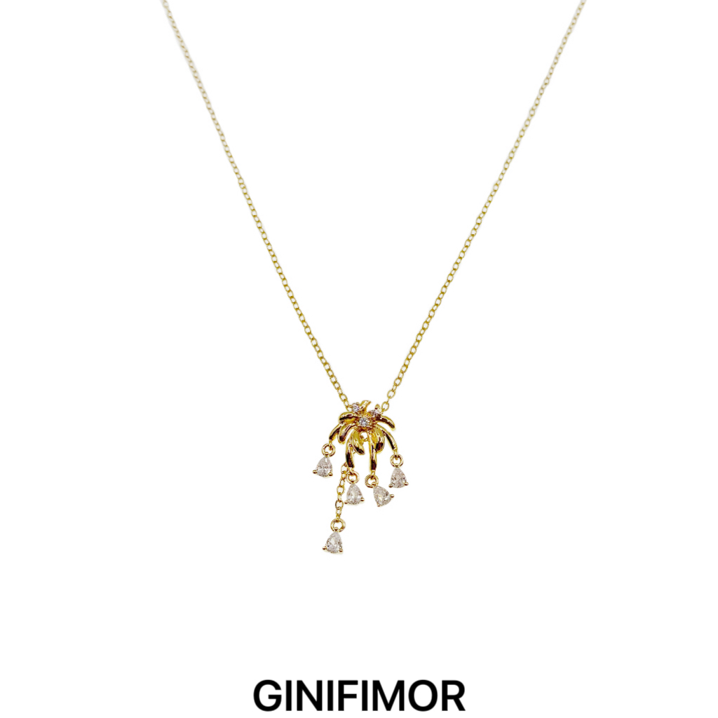 GINIFIMOR 铜合金项链 a848 金色烟花流苏项链百搭锁骨链
