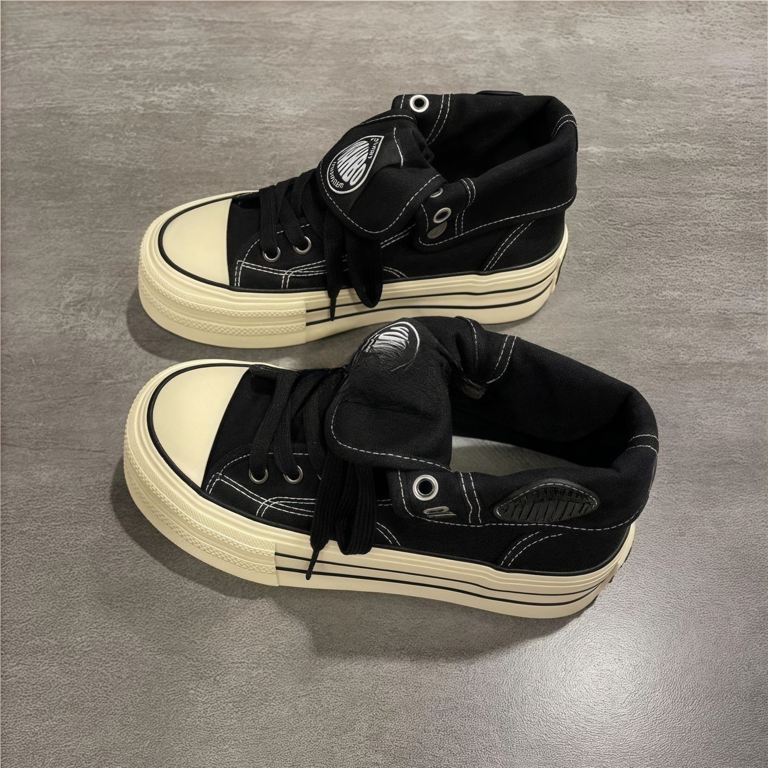 2025春夏新款厚底高帮帆布鞋女款小众百搭运动休闲鞋增高板鞋女鞋