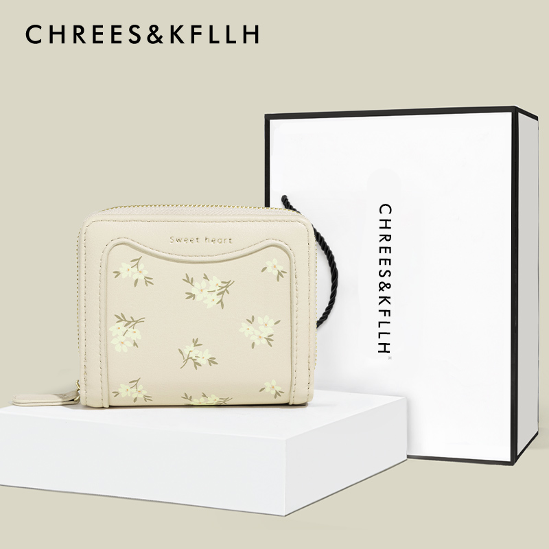 CHREES&KFLLH小清新碎花短款钱包女士2025新款卡包一体学生零钱包