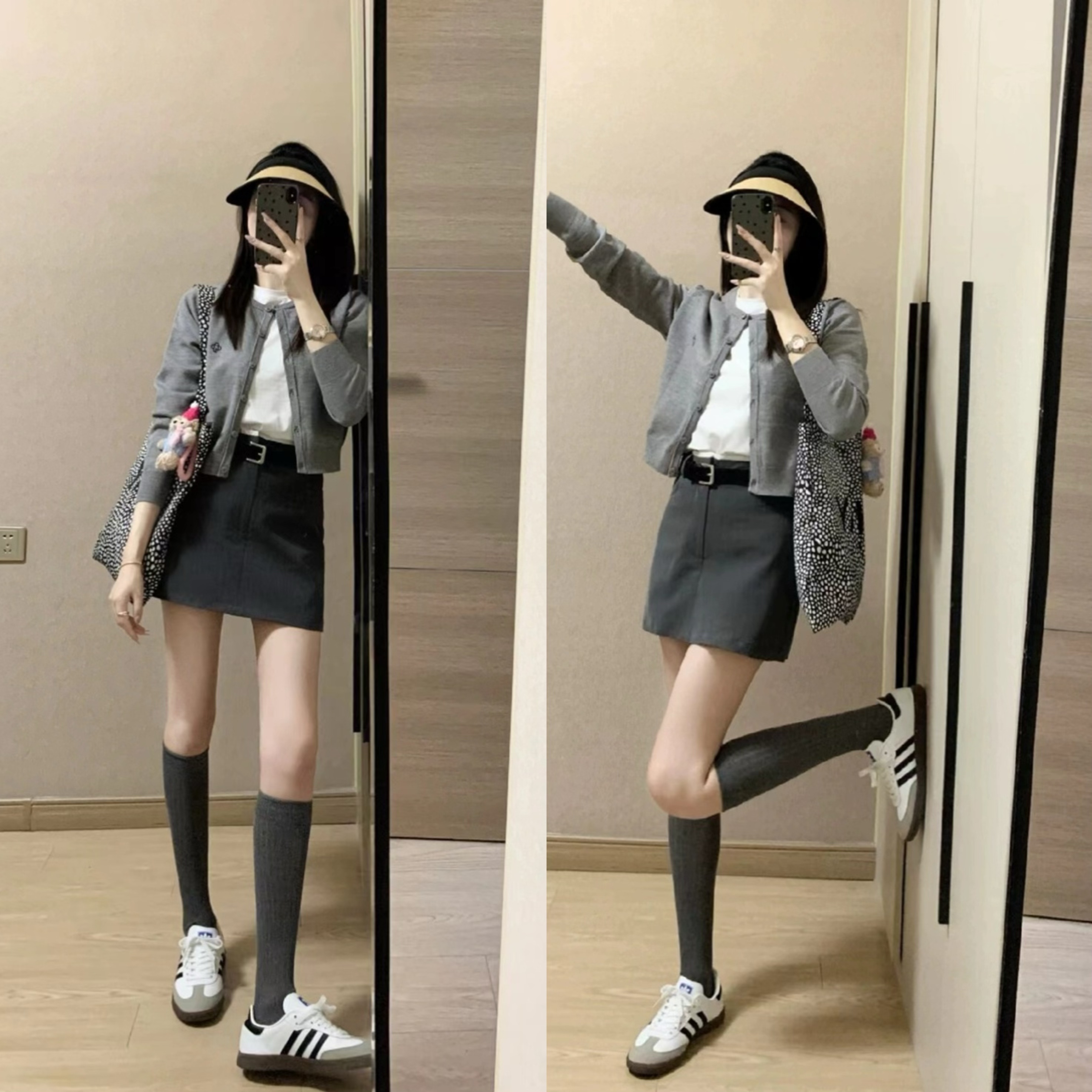 秋季穿搭一整套盐系轻熟气质港味复古chic针织开衫裙子三件套装女