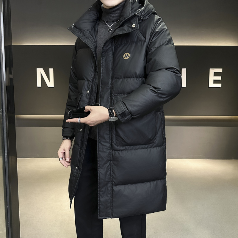 冬季保暖中长款羽绒服男装爆款2025新款韩版潮流修身连帽加厚外套