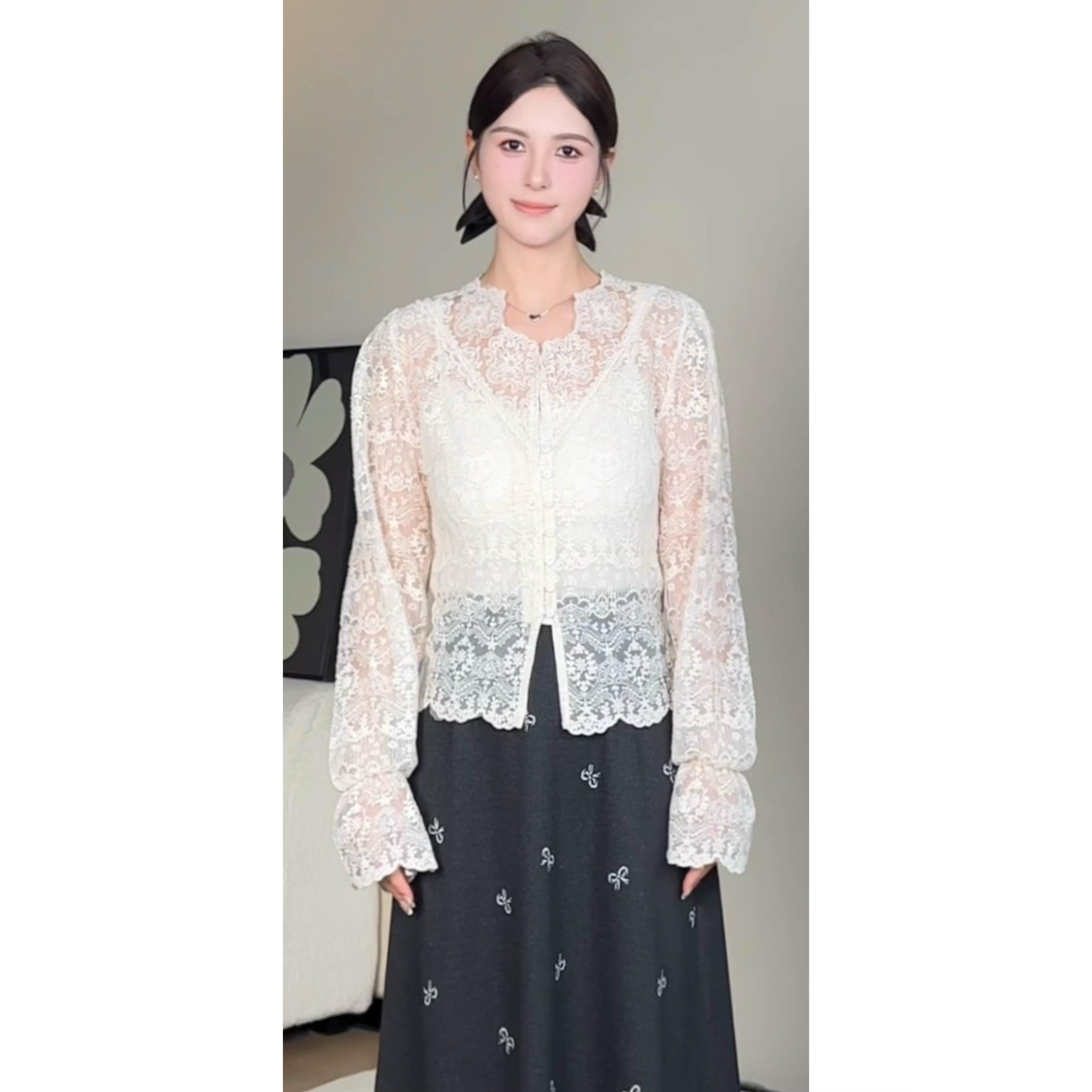 NEW DADADA 【蕾丝诱惑】休闲时尚设计感气质蕾丝上衣