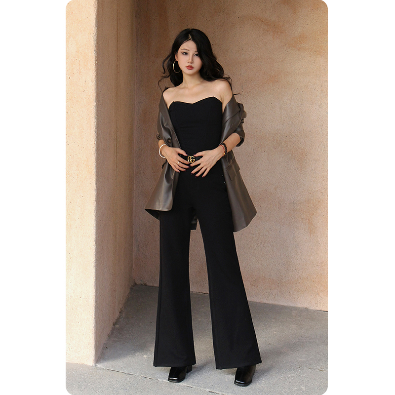 【K&K】·小蛮腰·秋冬防皱加厚黑色牛仔裤女阔腿 小个子不贴腿筒喇裤