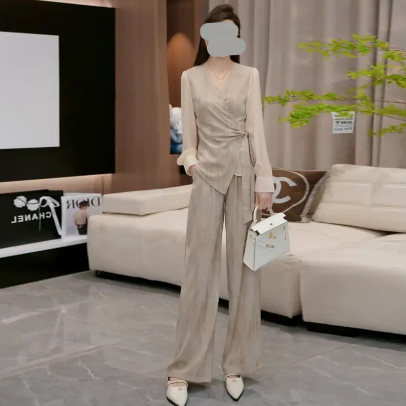 气质高级感时尚套装女2025夏季新款设计感小众显瘦阔腿裤两件套女