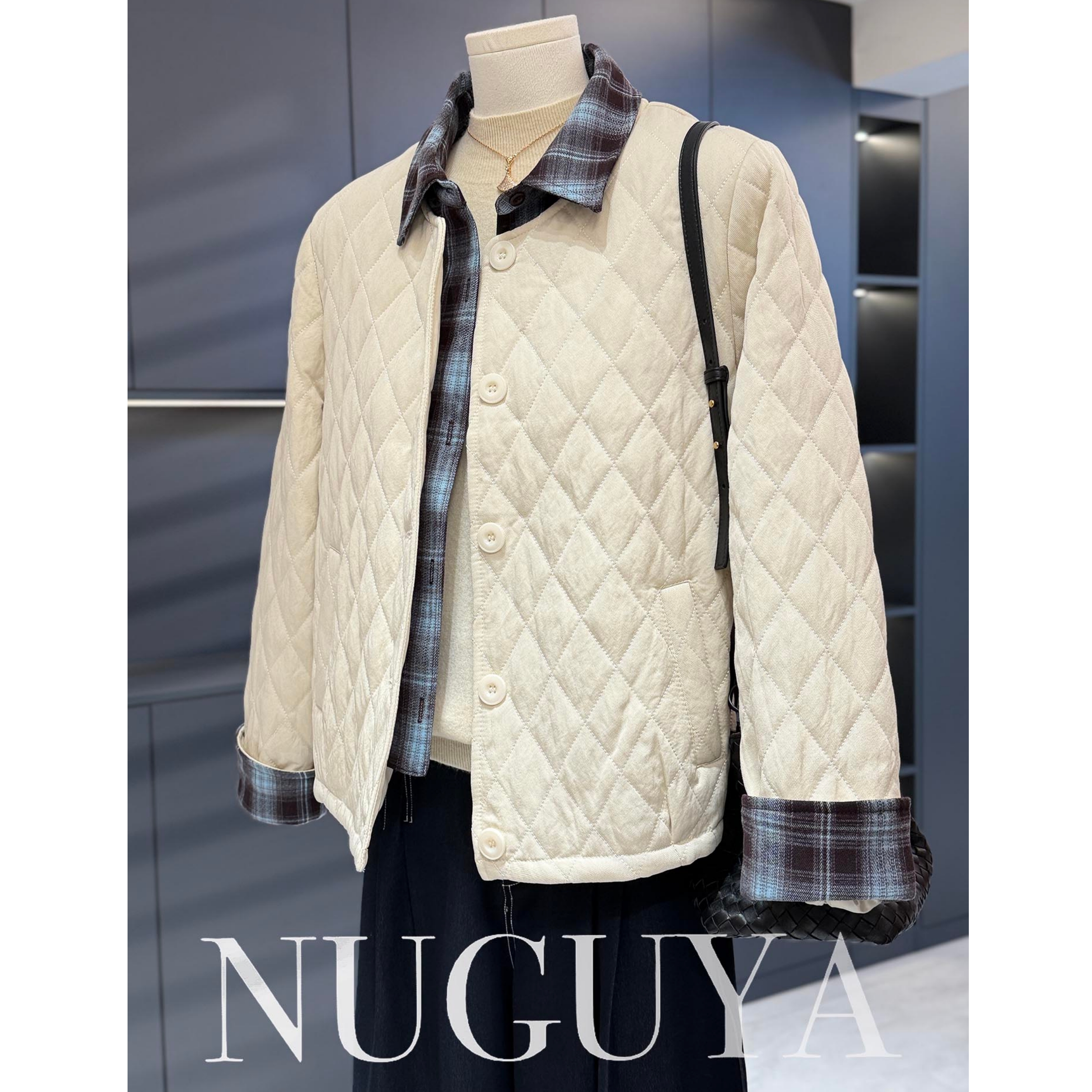 时尚休闲风假两件薄款棉服女妈妈装秋冬新款上衣洋气中年棉衣外套