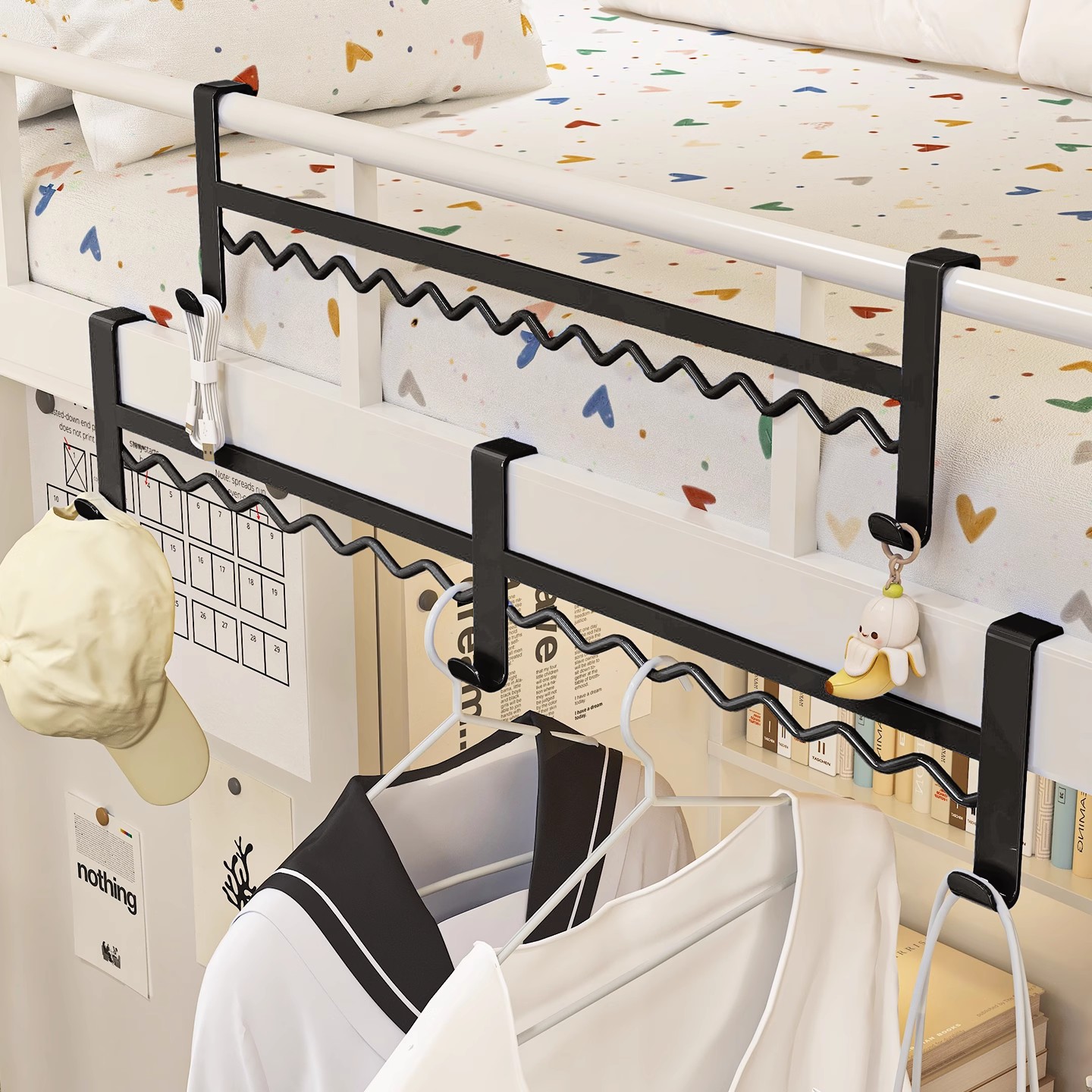 床边挂衣架学生宿舍挂衣服神器寝室上下铺必备好物挂钩杆波浪衣架