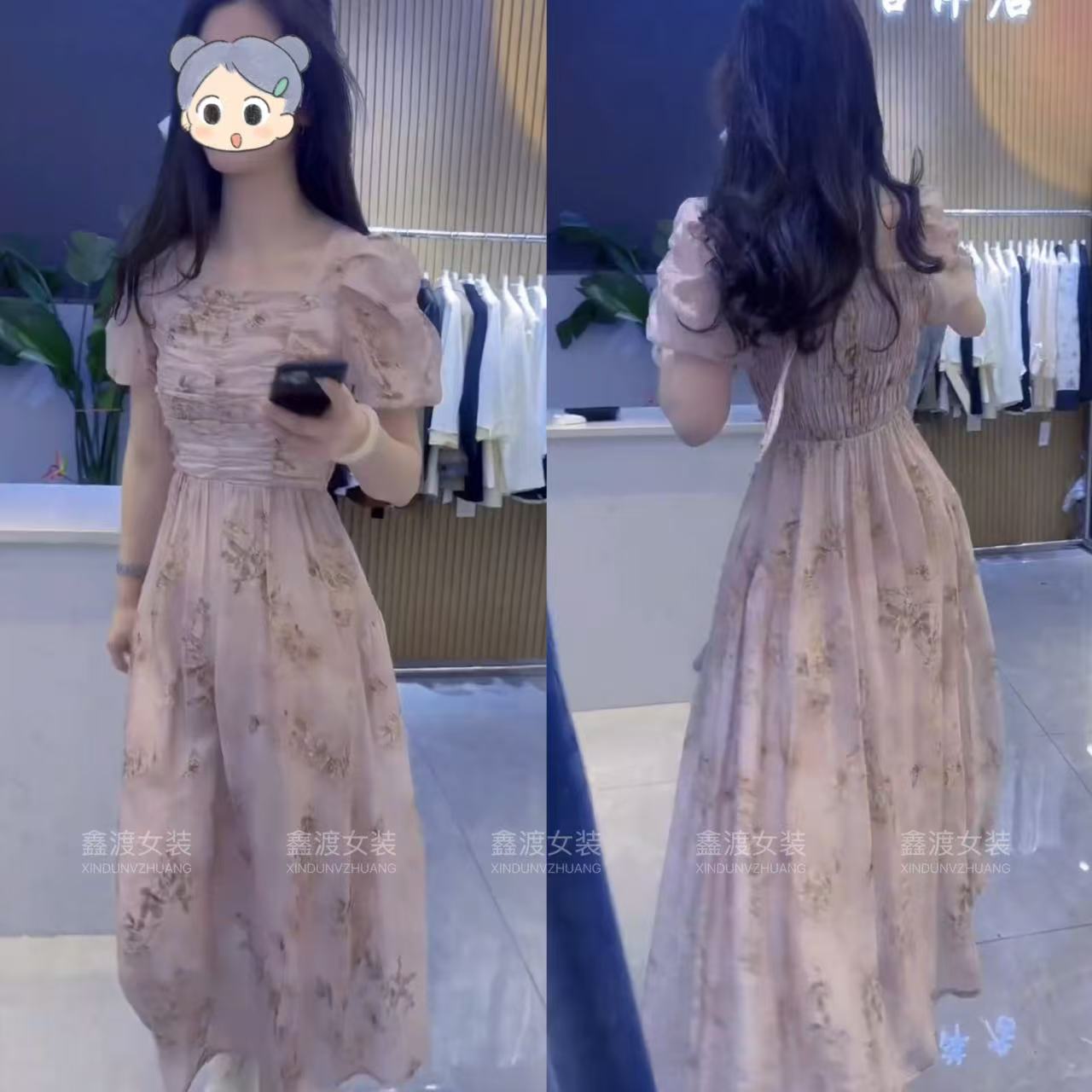 2025夏季新款时尚显瘦气质女士网红洋气连衣裙百搭款D9298