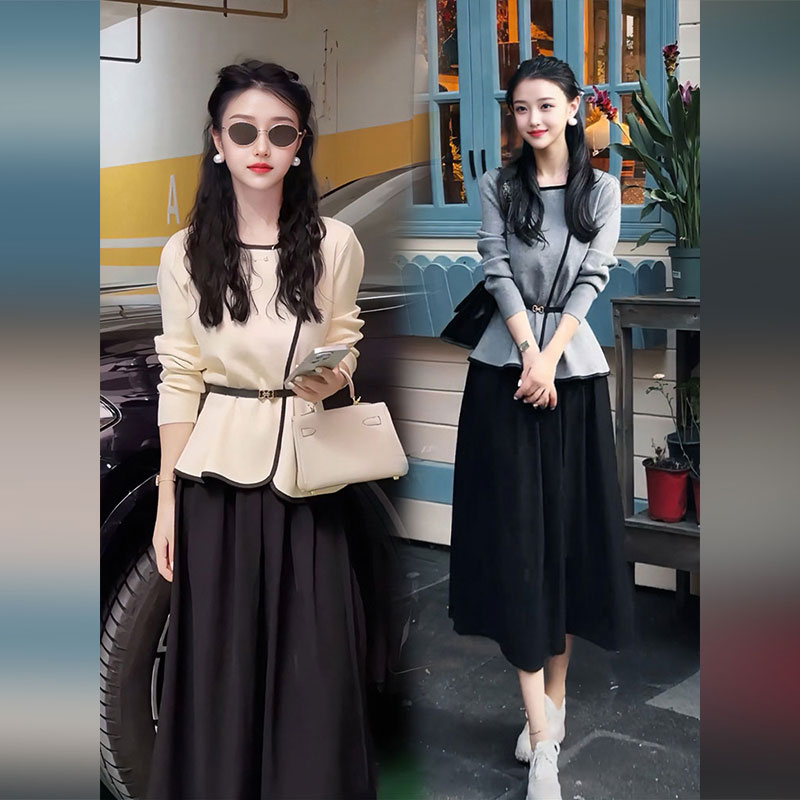 小香风时尚套装裙女2025秋季新款优雅针织上衣中长款半身裙两件套