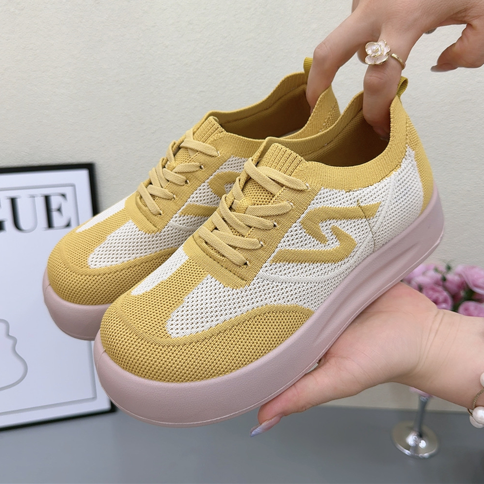 德训鞋女2025飞织透气厚底休闲鞋时尚百搭单鞋防滑舒适老北京布鞋