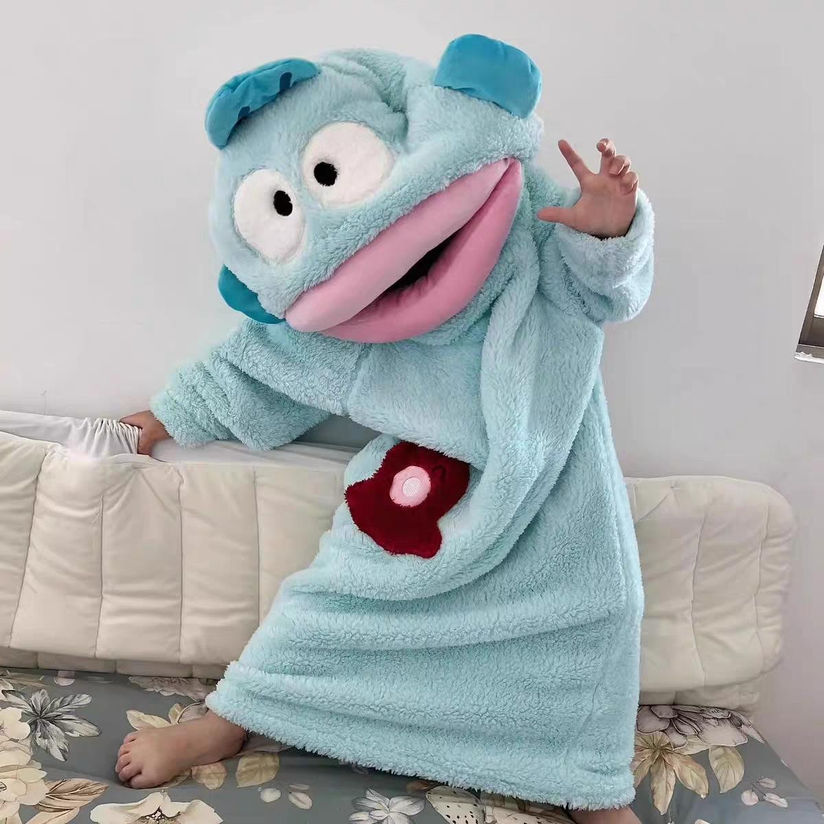 2025冬季新款搞怪家居服小丑鱼男女童卡通套装法兰绒加厚睡衣睡袍