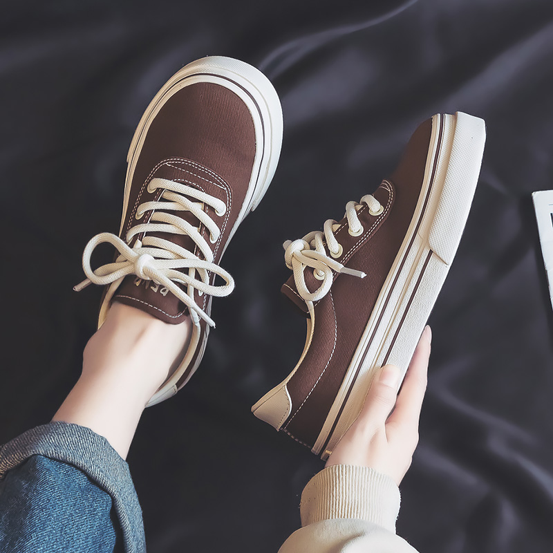 人本帆布鞋女2025春季低帮百搭女鞋休闲厚底潮鞋ins板鞋学生韩版