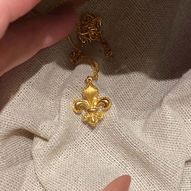 柯柒 钛钢项链 金色拉丝鸢尾花项链女轻奢小众百搭高级时尚锁骨链