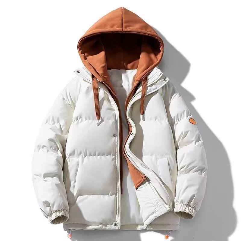 假两件连帽外套男女同款秋冬季超厚保暖棉袄情侣大码羽绒棉衣袄子