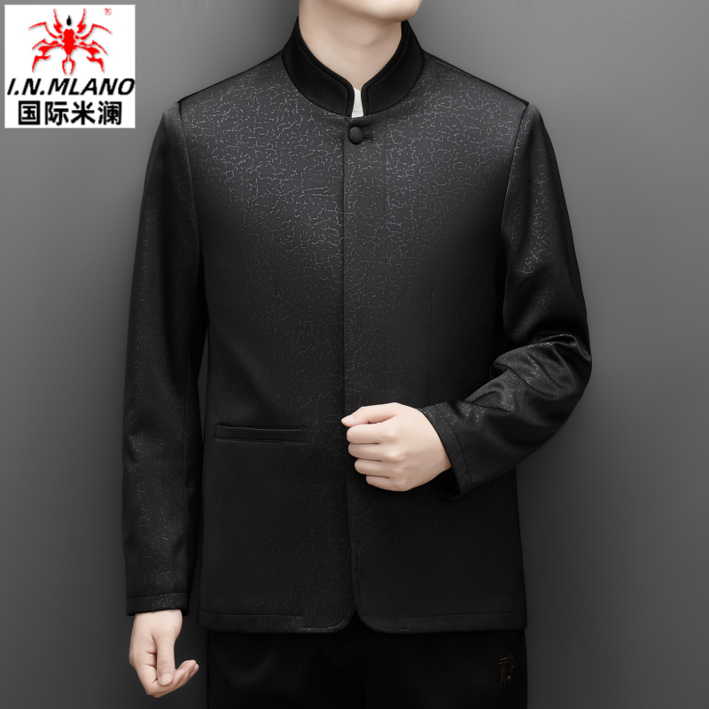 中国风新中式男士休闲中山装套装唐装春秋长袖汉服中年夹克外套男