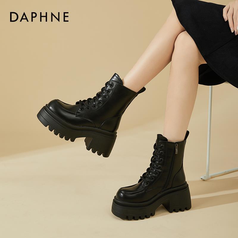 Daphne达芙妮百搭小短靴女款2025新款爆款洋气厚底内增高马丁靴