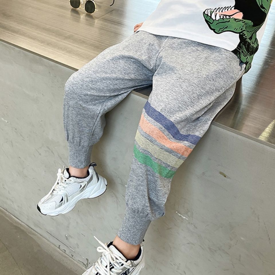 男童裤子夏季薄款2025宽松纯棉男童裤子中大童防蚊裤儿童休闲卫裤