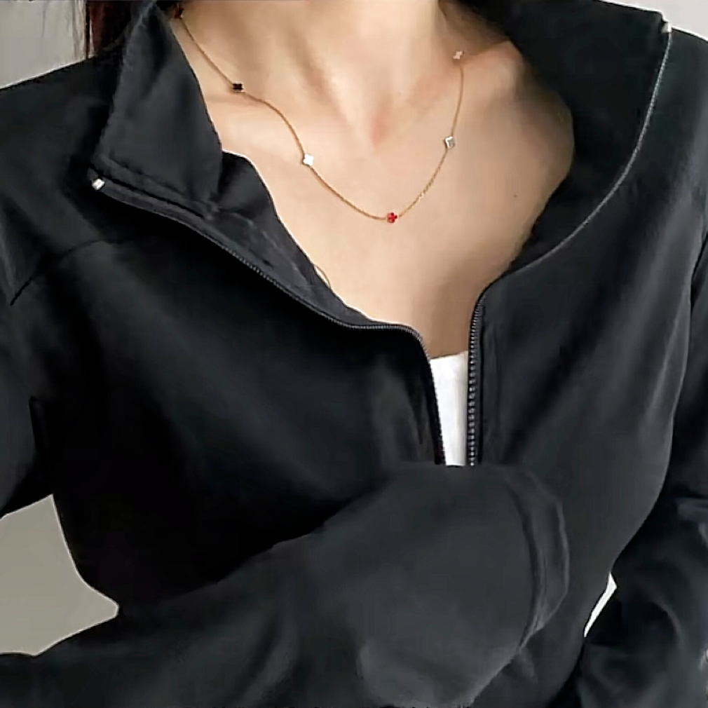 钛钢项链 三色花四叶草项链手链轻奢时尚小众