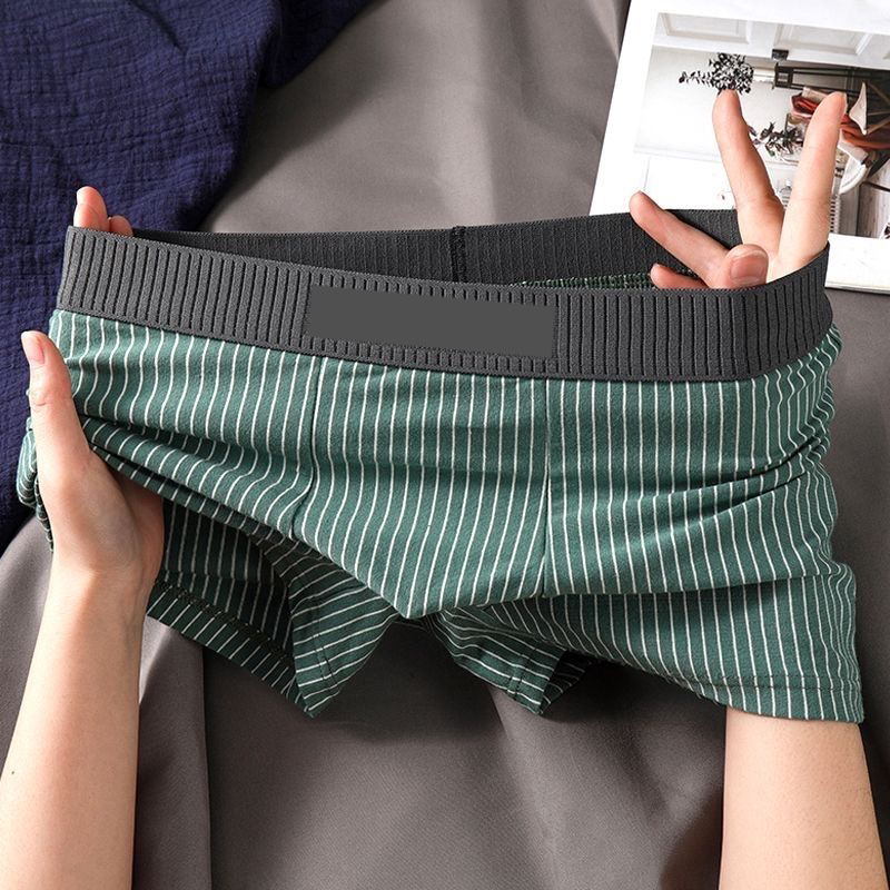 男士短裤棉质平角裤内穿男生休闲青年睡裤中腰舒适家居条纹底裤衩