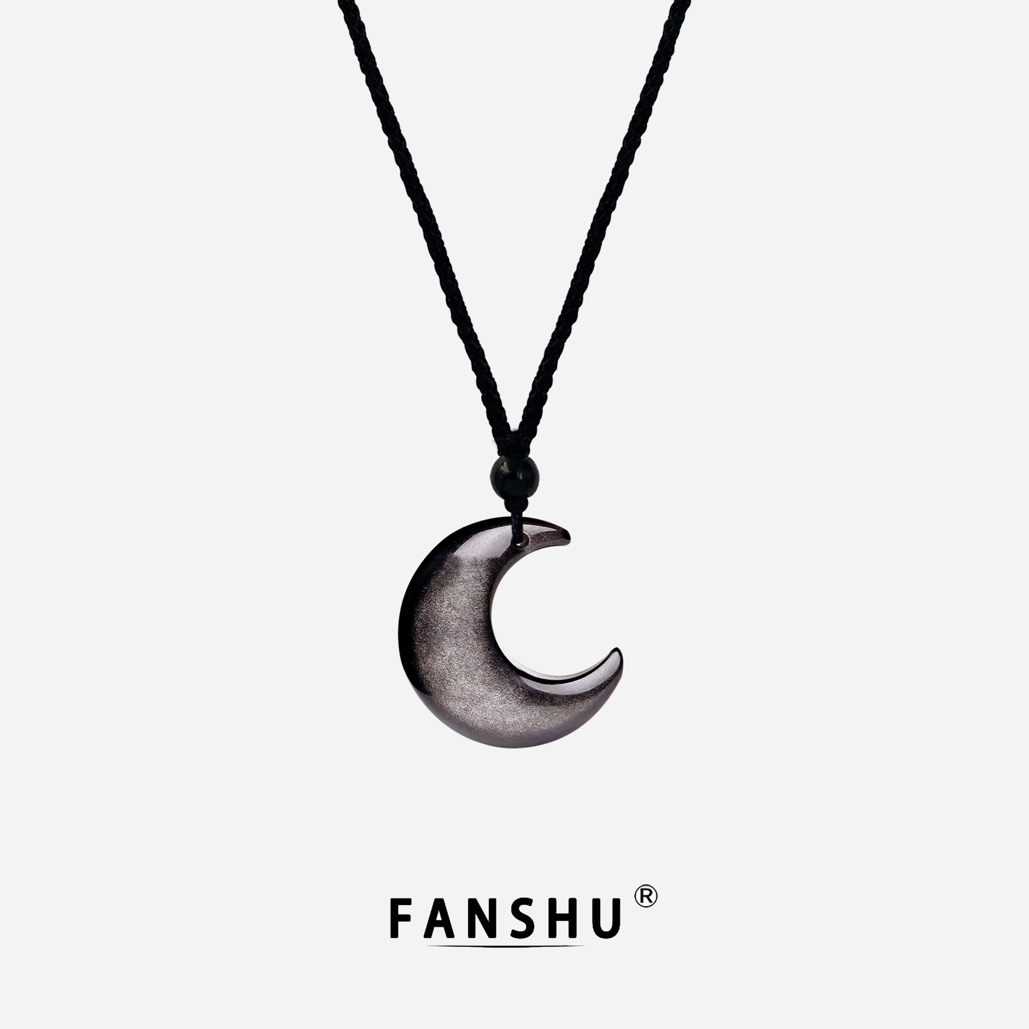 非金属布艺项链 月牙吊坠白月光个性情侣项链小众简约百搭设计感