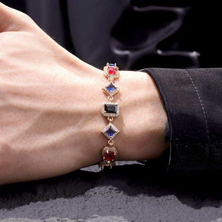 合金合成锆石手链 小众原创百搭设计多型网球流手链男女气质配饰