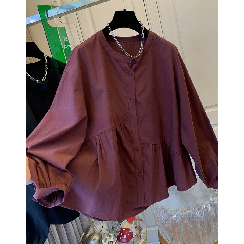 2024秋装宽松娃娃衫上衣女法式独特超好看减龄气质长袖棉布衬衫