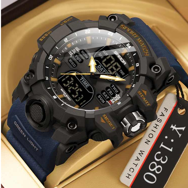 黑武士新款炫酷夜光男士手表男款运动电子表多功能户外闹钟防水表
