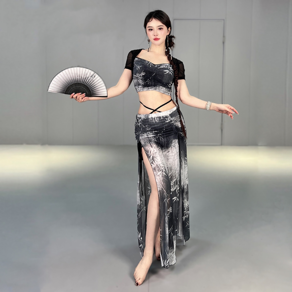 国风肚皮舞练功服女新款东方舞舞蹈服装夏季初学者性感长裙套装