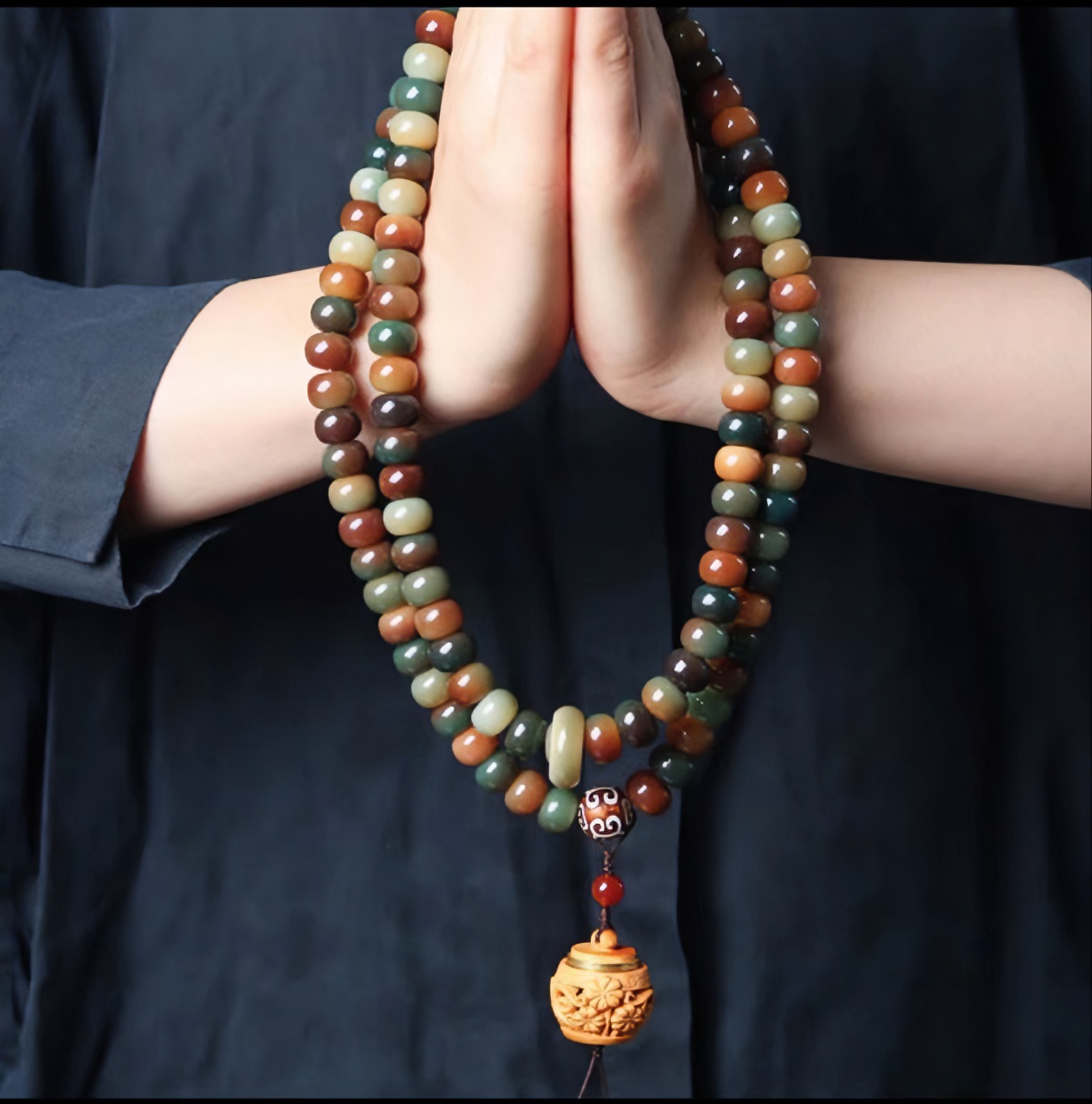 天然菩提敦煌飞天108颗佛珠念珠毛衣链男女百搭老料手持国风款