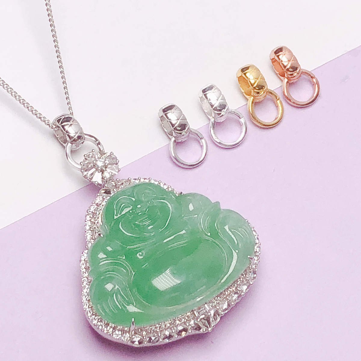 925银银制品 s925纯银吊坠连接扣配件百搭万能双拆卸扣头项链搭扣