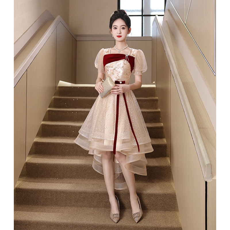 香槟色小礼服2024i新款敬酒服新娘订婚轻奢小众夏季订婚礼服女