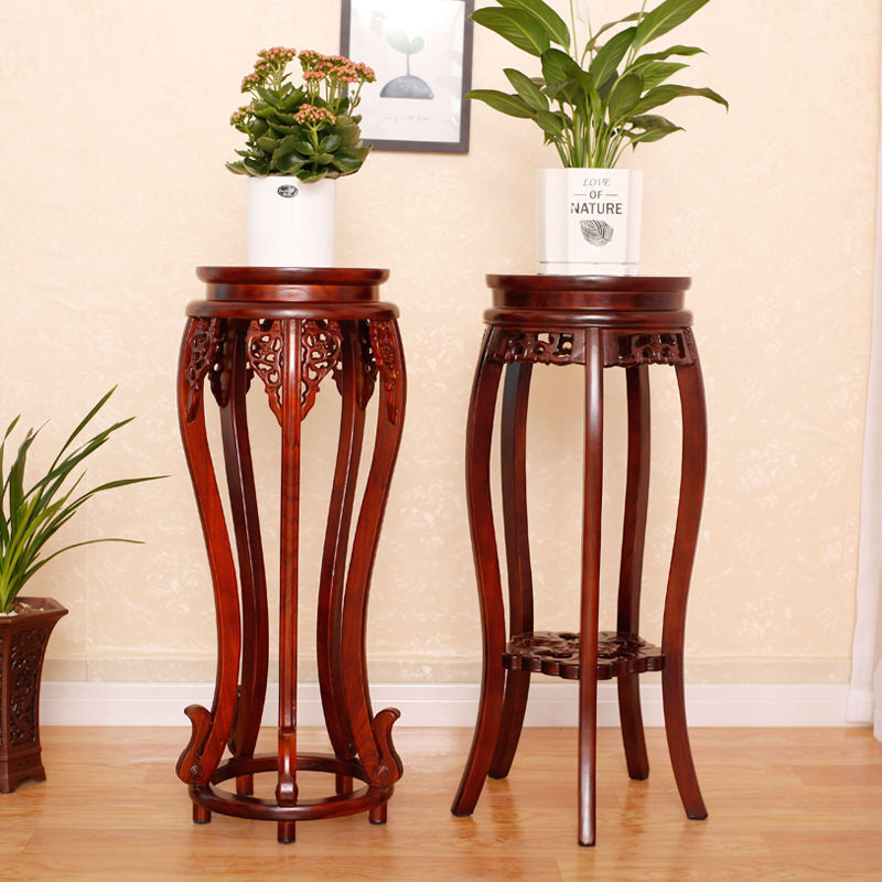 中式落地实木花架客厅榆木高档花架多层室内特价绿萝盆景圆形木质