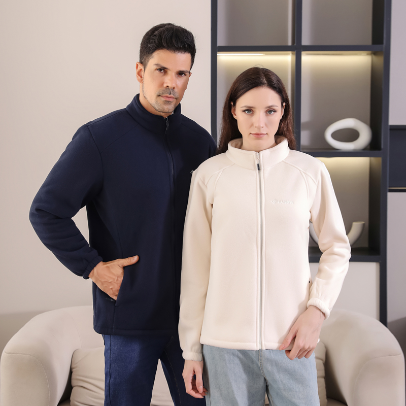 新款秋冬摇粒绒立领保暖外套男女加绒开衫运动户外情侣抓绒衣2416