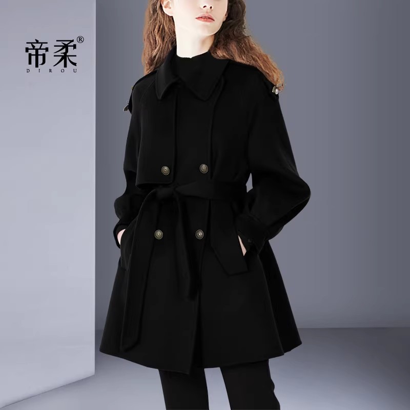 2025秋冬新款羊毛呢外套减龄中性酷帅复古风百搭显瘦呢大衣中长款