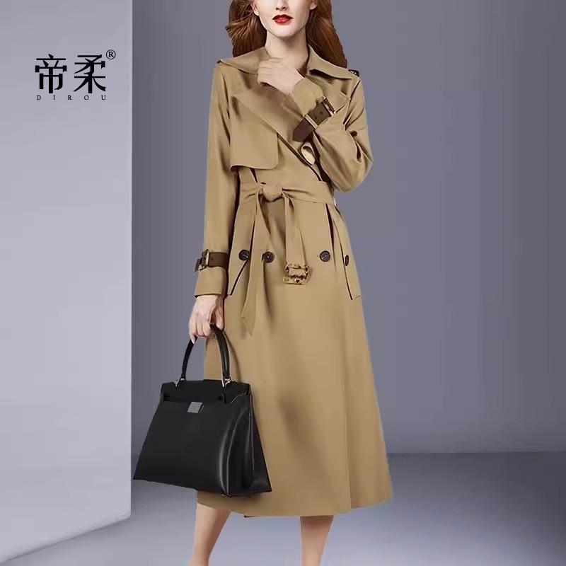 洋气高档风衣长款春秋新款气质显瘦显高收腰时尚外套卡其色百搭潮