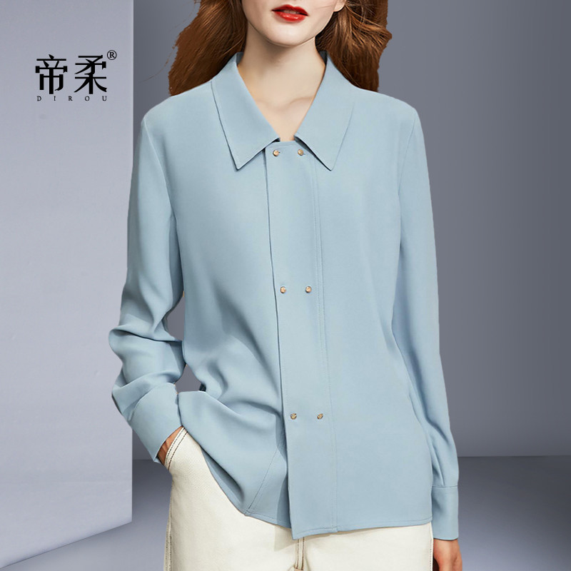 帝柔2025秋季新品宽松显瘦休闲时尚透气雪纺衬衫设计气质打底上衣