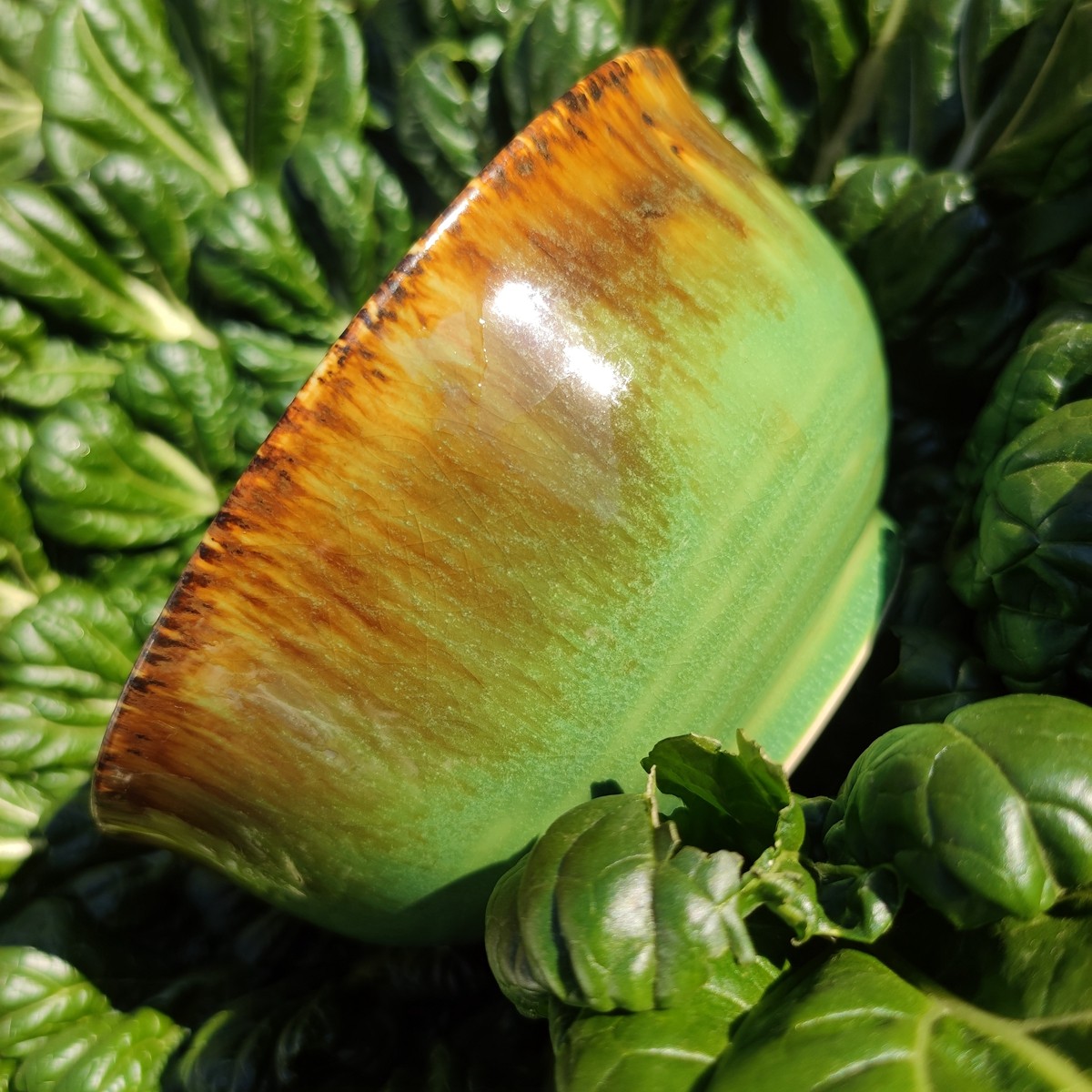 【镇店之宝】磁州窑国营邯郸五瓷厂出口创汇原矿帝王绿釉粗瓷碗