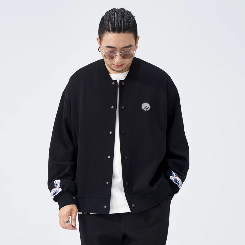 特大码男装棒球服男2023秋冬季新款中国风绣花外套宽松休闲夹克男